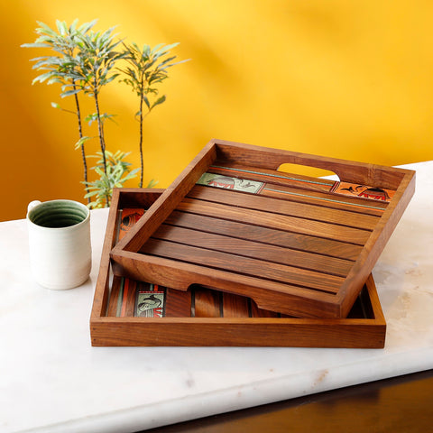 wooden tray set