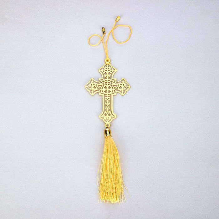 Christian Cross Hanging Accessories for Car Decor in Brass