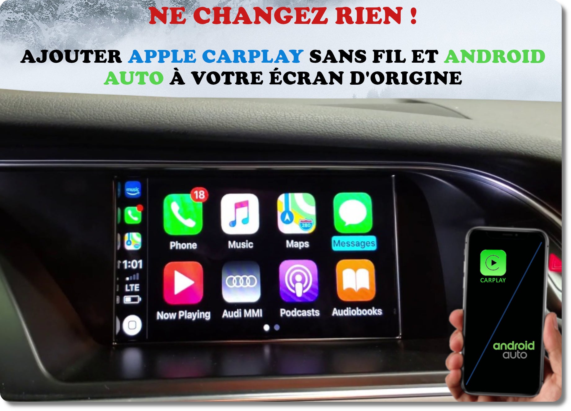 Boîtier d'interface multimédia CARPLAY/ANDROID AUTO MMI pour BMW