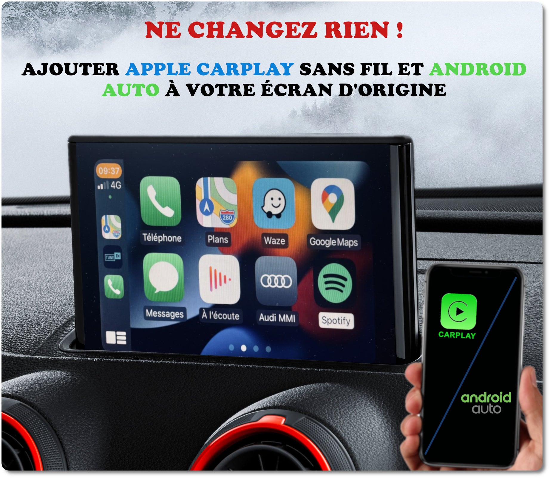 Apple Carplay sans fil et Android Auto sur Audi Q2 écran d'origine –  GOAUTORADIO