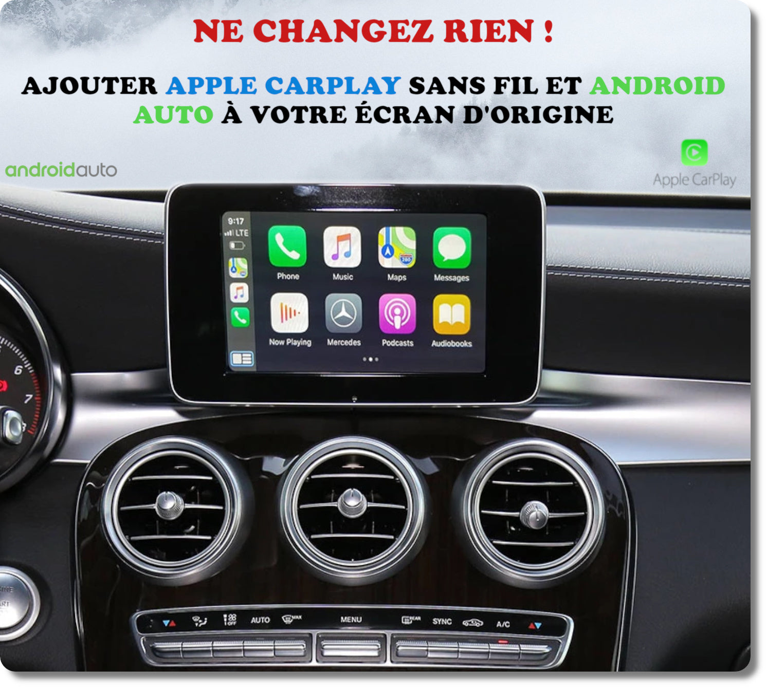 Apple Carplay sans fil et Android Auto Mercedes GLC sur écran d'origine –  GOAUTORADIO