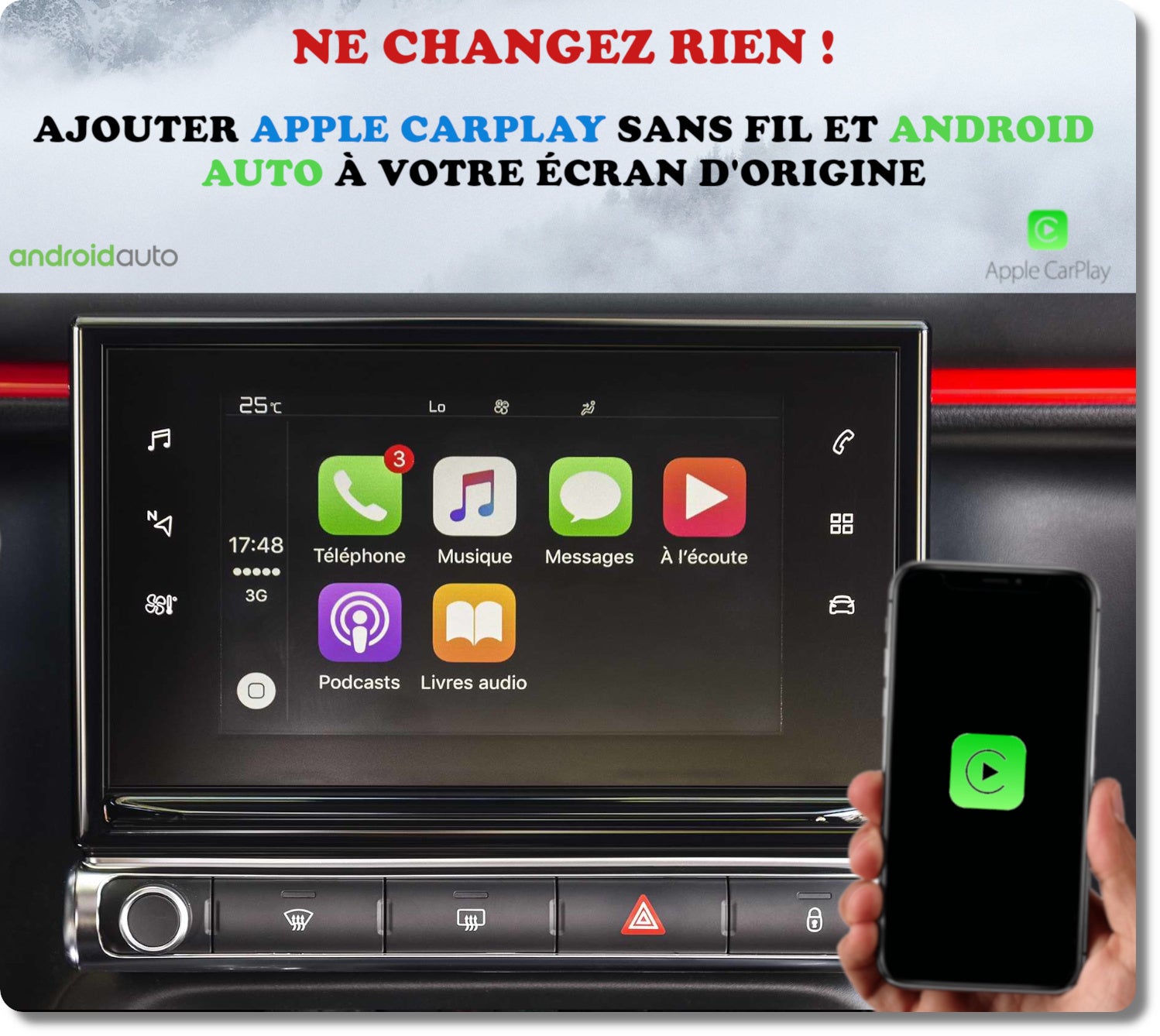 Apple Carplay sans fil et Android Auto sur C4 CACTUS écran d'origine –  GOAUTORADIO