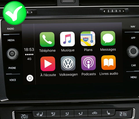 Apple Carplay sans fil et Android Auto sur VW Golf 7 écran d