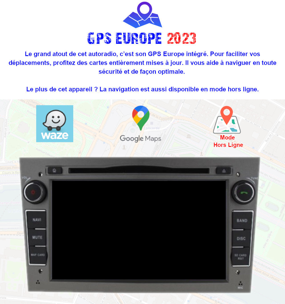 Autoradio GPS Opel Astra H/Twintop de 2004 à 2009 version Android 12 avec  Android Auto et Apple Carplay sans fil intégré
