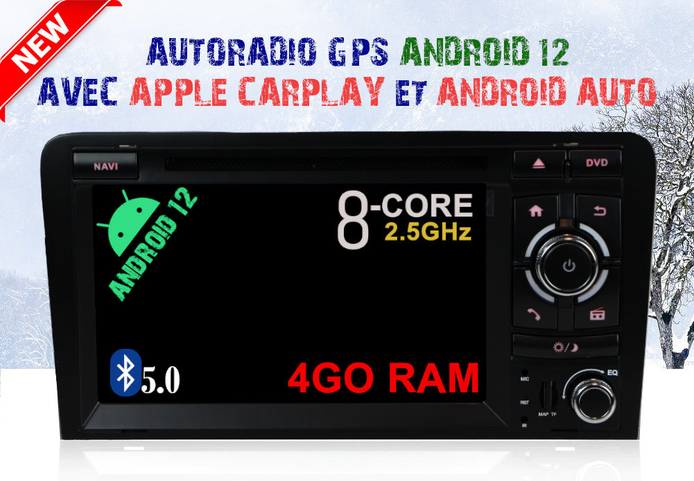 AUDI A3 AUTORADIO ANDROID 12 AVEC CARPLAY ET ANDROID AUTO