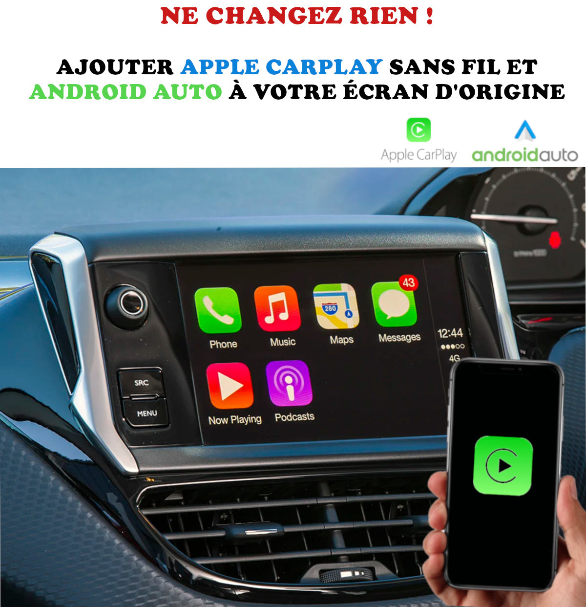 Apple Carplay sans fil et Android Auto sur Peugeot 2008 écran d'origine –  GOAUTORADIO