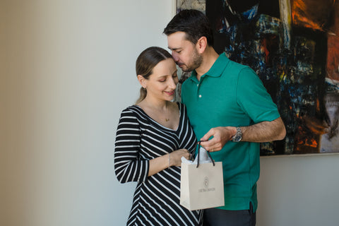 husband gives wife push present for baby