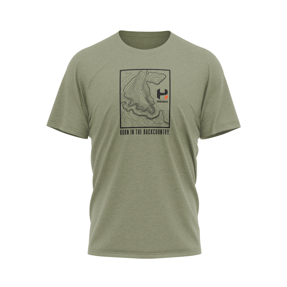 Hiden backcountry topo olive drab tshirt for hunting