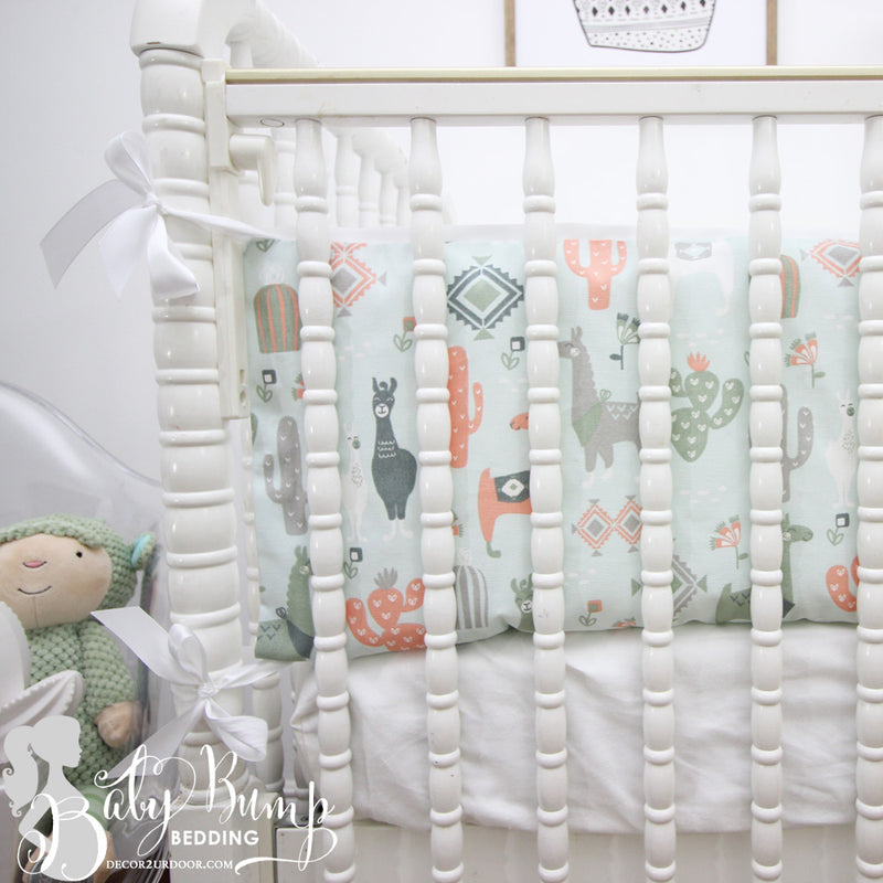 llama and cactus crib bedding