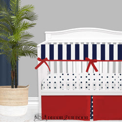 Navy Blue Red Stars And Stripes Americana Baby Boy Crib Bedding Set Decor 2 Ur Door