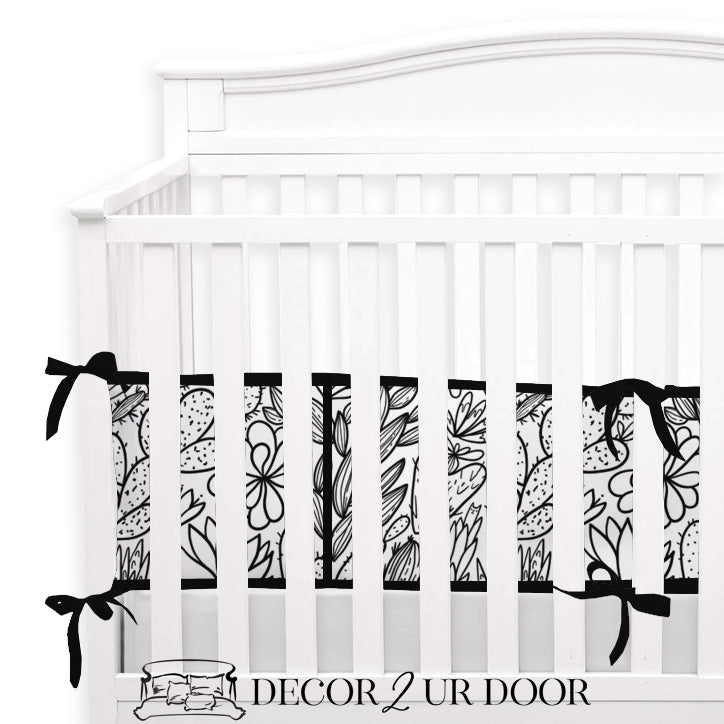 black and white crib bumper