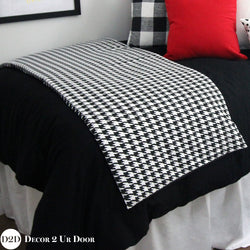 Black White Houndstooth Bed Scarf Dorm Txl Twin Full Queen