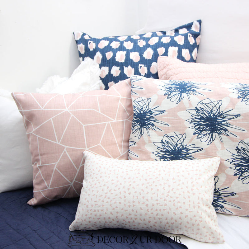 navy and pink pillows