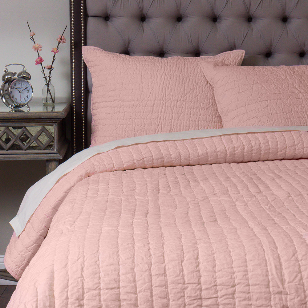 Solid Blush Pink Quilt 100 Soft Cotton Quilt Decor 2 Ur Door 