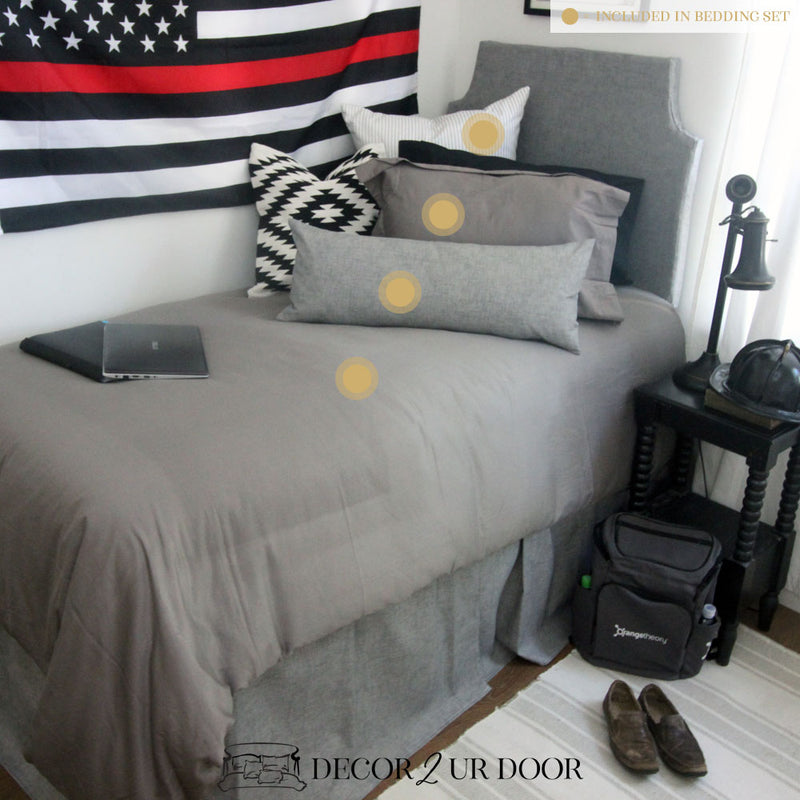 Grey Black Guys Dorm Bedding Set Dorm Bedding For Boys Decor