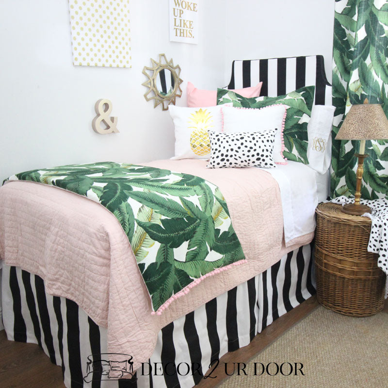 Blush Tropical Palm Dorm Bedding Set Decor 2 Ur Door 