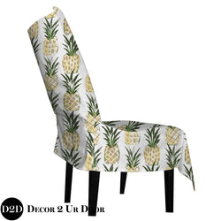 Pineapple Print Fabric Dorm Chair Cover with Storage Pocket