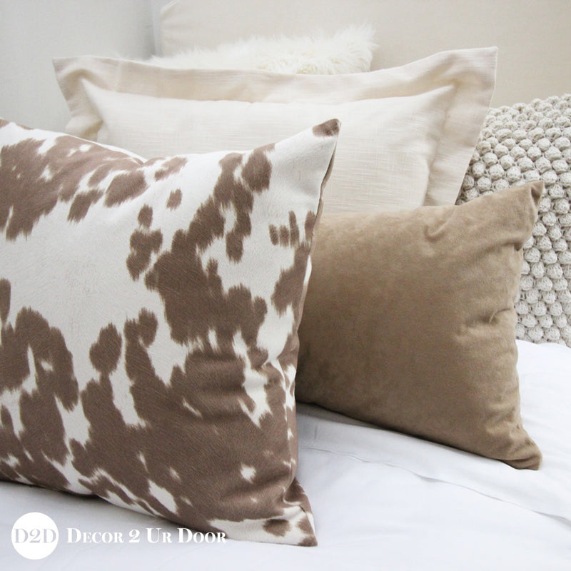 Tan Cowhide Print Pillow Pile Cowhide Bedding Western Bedding Decor 2 Ur Door