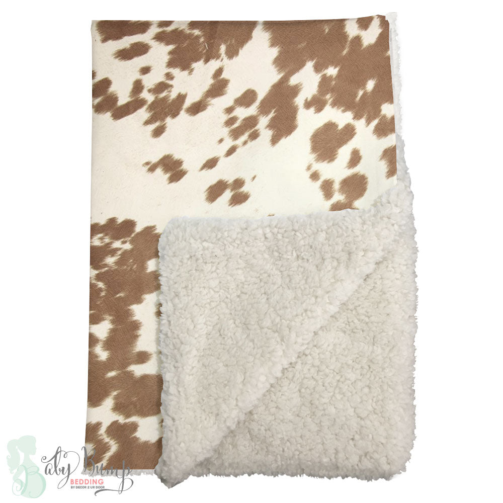 Tan Cowhide Sherpa Baby Blanket Soft Baby Blanket Decor 2 Ur Door