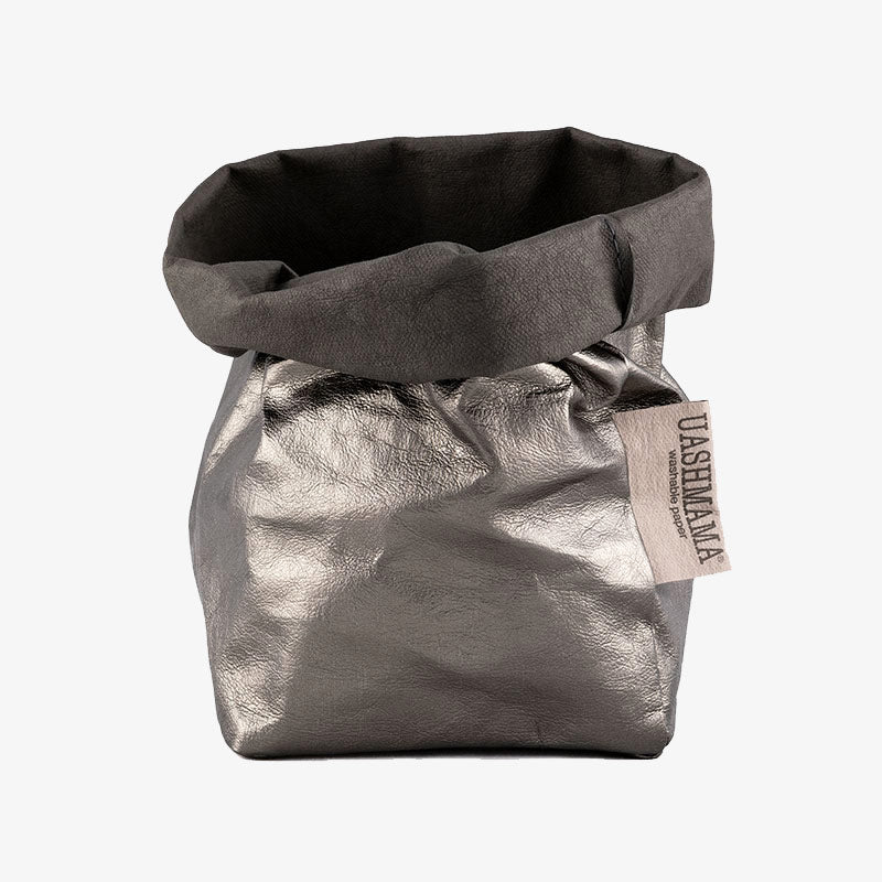 Uashmama washable paper bag dark grey metallic