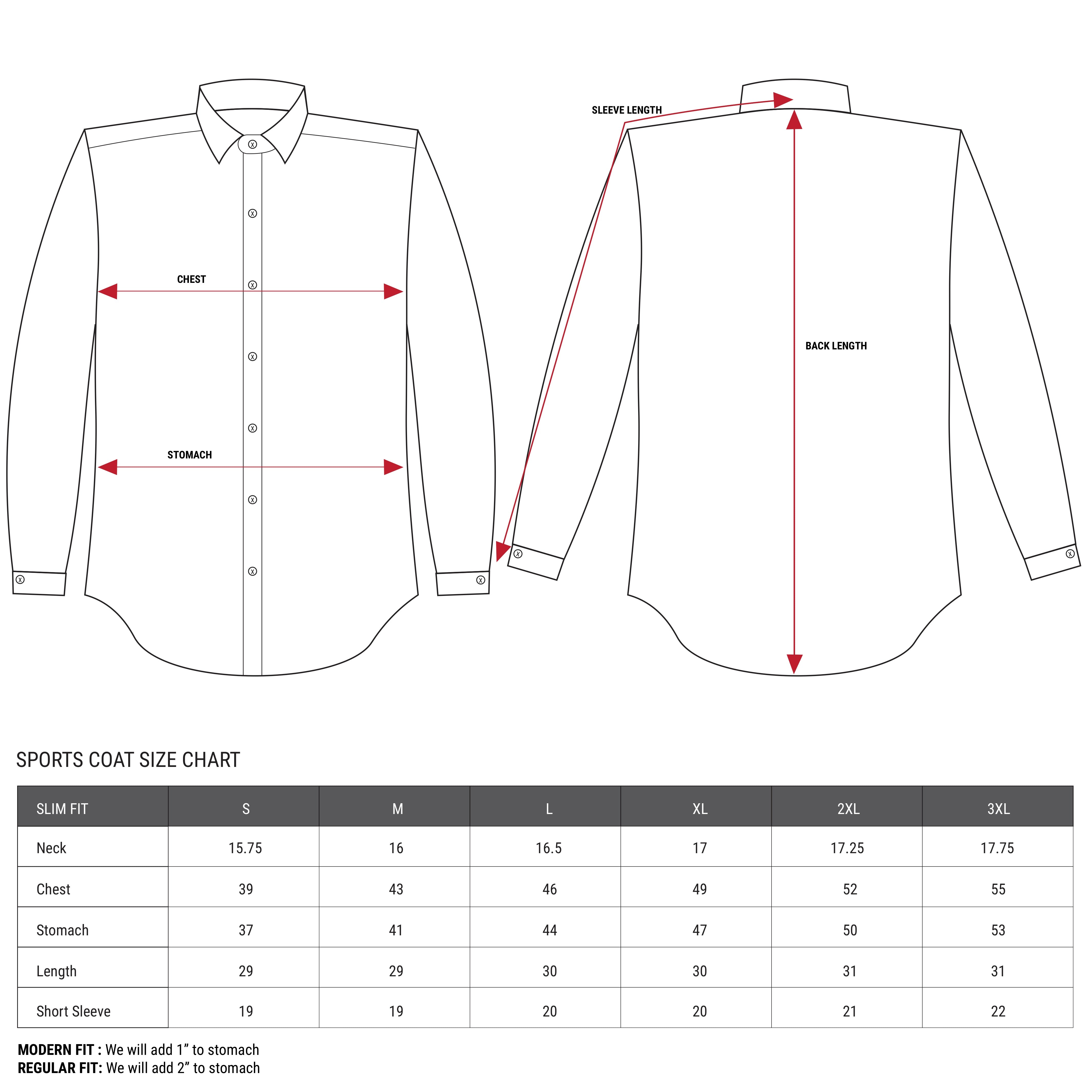 Size Charts– Section 119