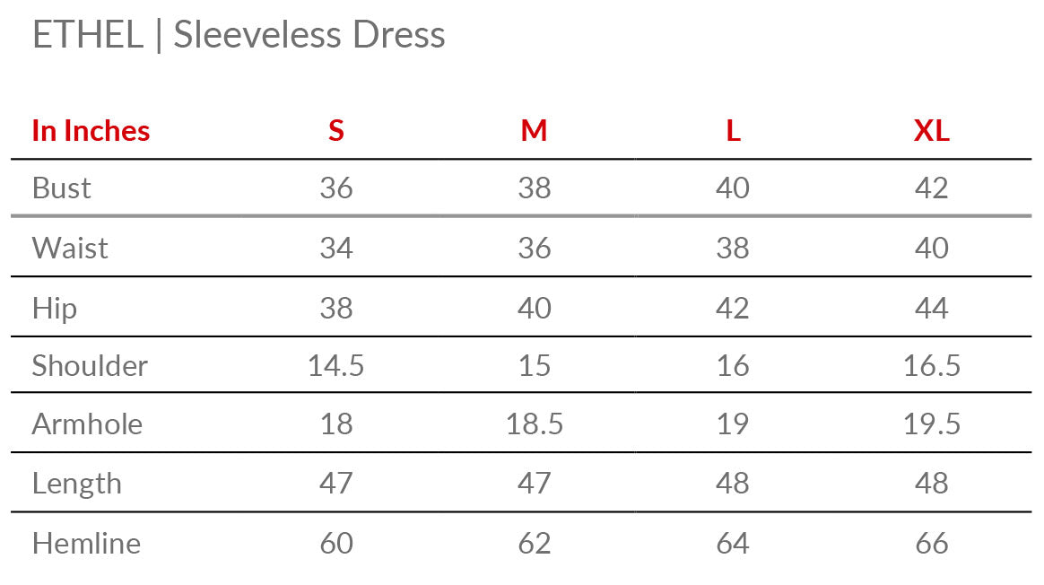 Ethel Size Guide