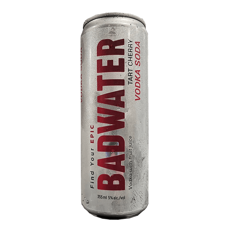 Hewn Spirits Badwater Tart Cherry Vodka Soda 12.oz 4 Pack