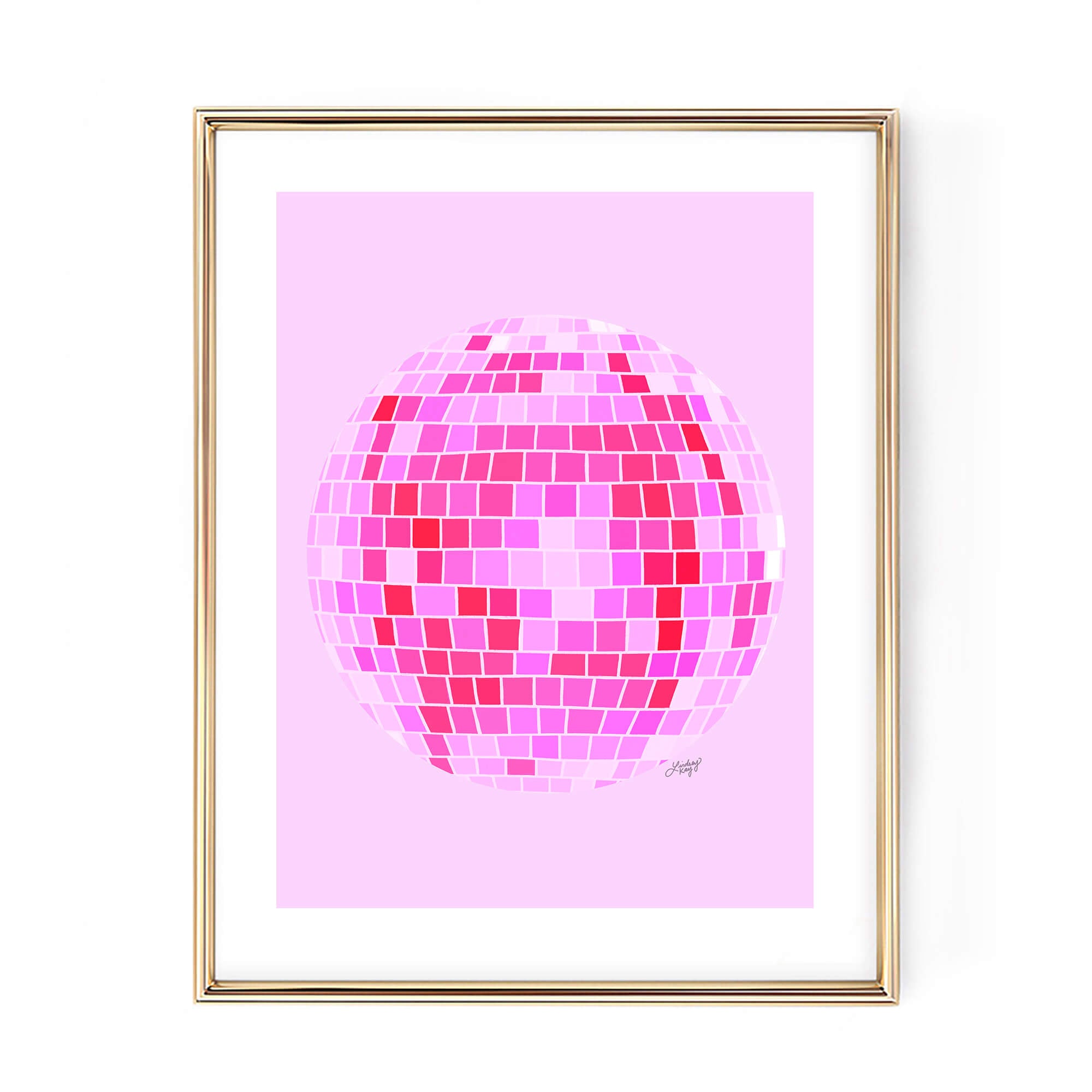 Disco Ball Illustration (Pink Palette) - Art Print - Lindsey Kay Collective