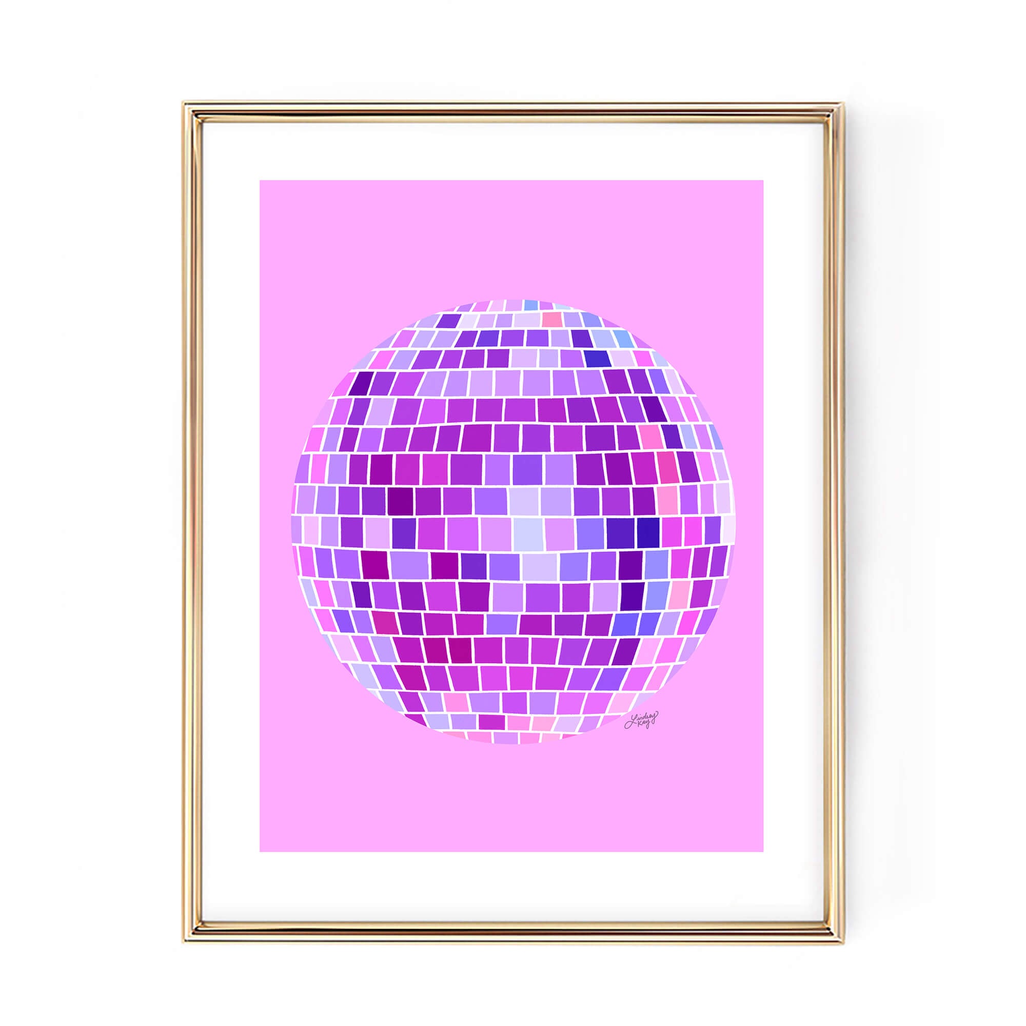 Disco Balls Illustration (Pink Palette) - Art Print - Lindsey Kay