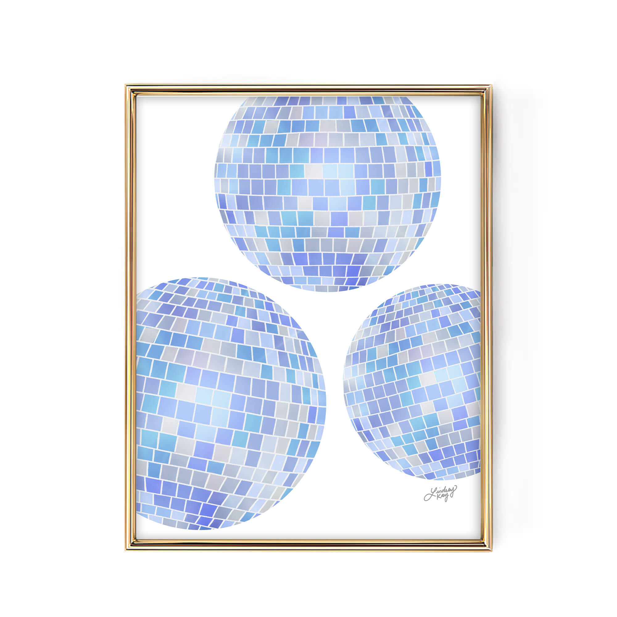 Disco Ball Illustration (Warm Palette w/ White) - Art Print