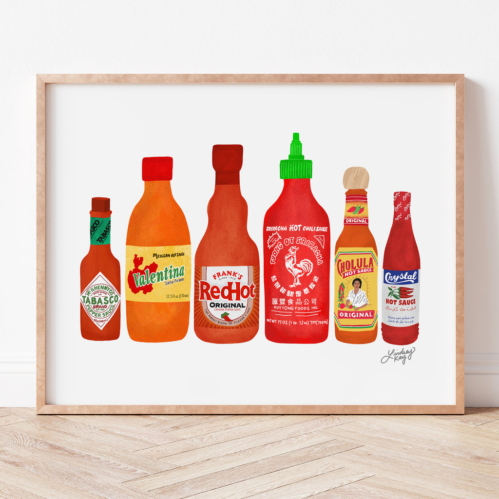 Hot Sauce Bottles Illustration Art Print