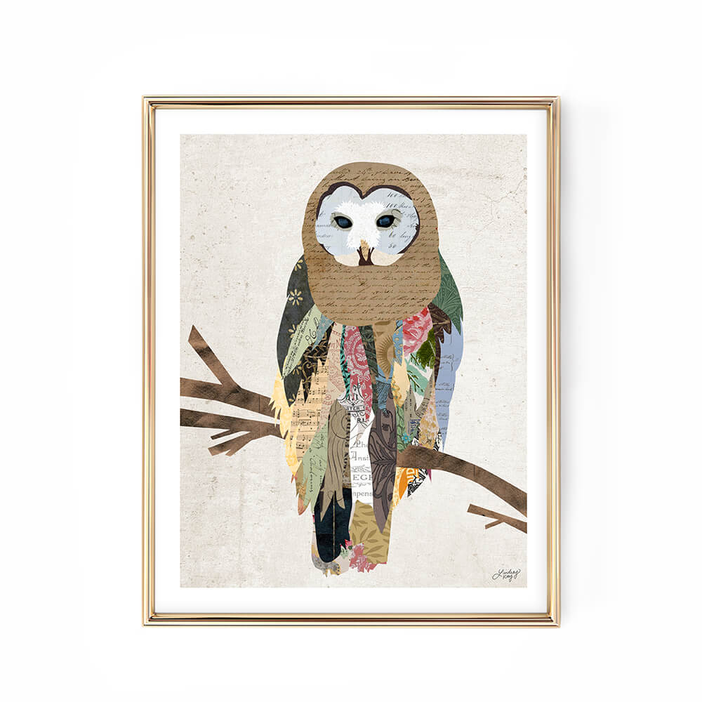 vintage owl art prints