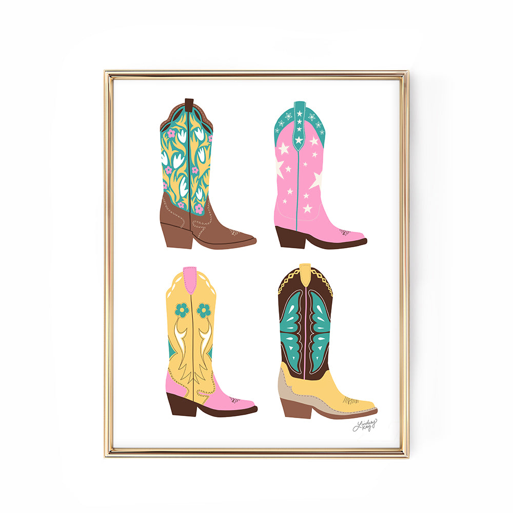 Pink Cowboy Boots Rug by Lindsey Kay Co