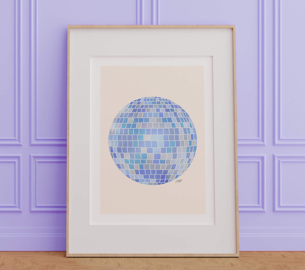 Disco Ball Illustration (Warm Palette w/ White) - Art Print