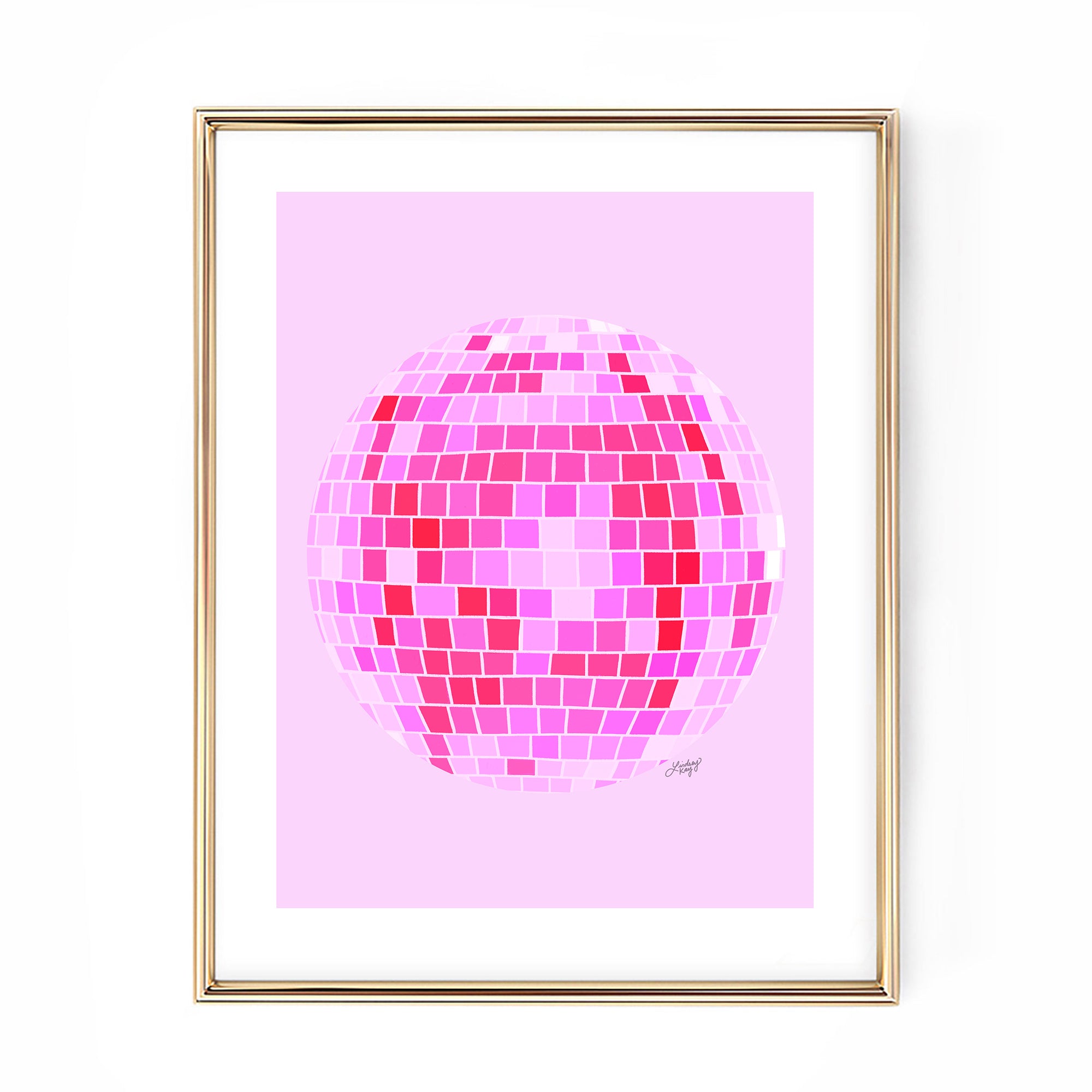 Pink Disco Balls Illustration - Beach Towel
