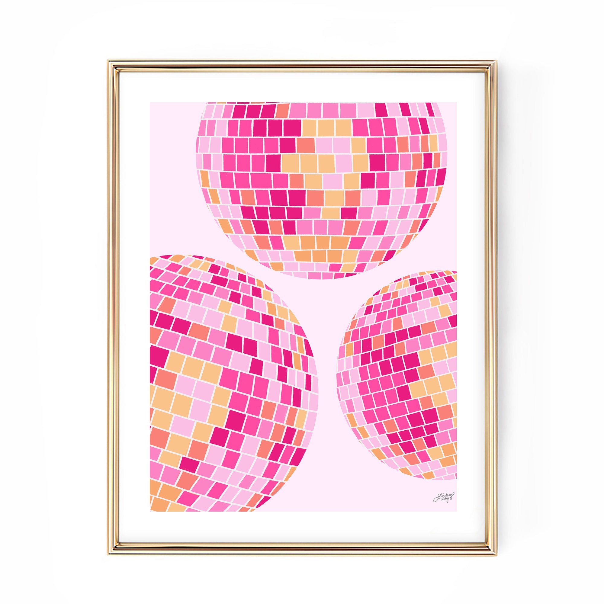 Disco Balls Illustration (Pink Palette) - Art Print - Lindsey Kay Collective