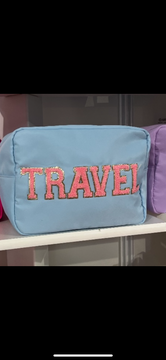 Pink/blue Travel XL nylon varsity pouch 10/20