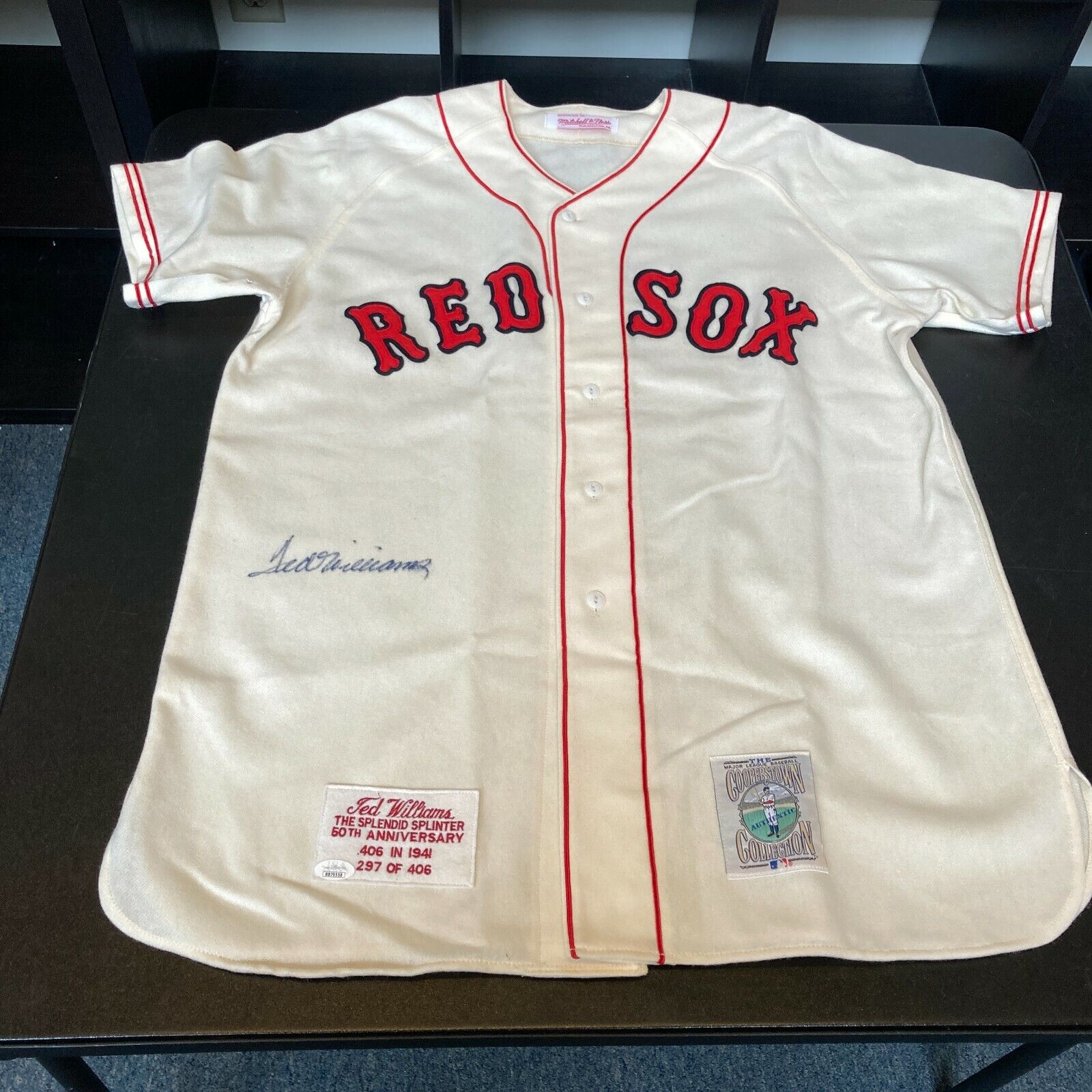 Ted Williams UDA autographed wool Red Sox jersey with 1942 Health Patch JSA  LOA