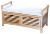 Contemporary Storage Bench, Natural Bamboo Wood With Padded Cushioned Seat DL Contemporary
