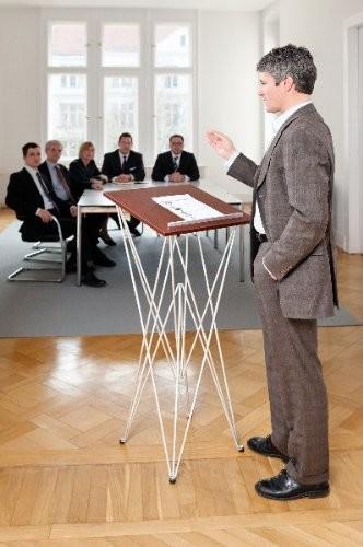 Modern Foldable Lectern, Silver Aluminium Base and Tabletop, Clear DL Modern