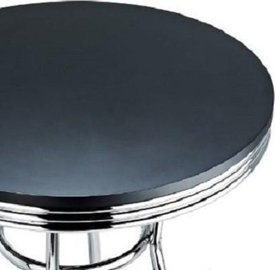 Retro Stylish Bar Table With Chrome Plated Frame, Black DL Contemporary