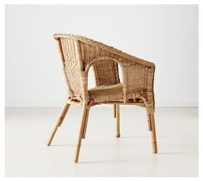 Traditional Stackable Armchair With Bamboo Wooden Frame and Rattan Seat DL Traditional