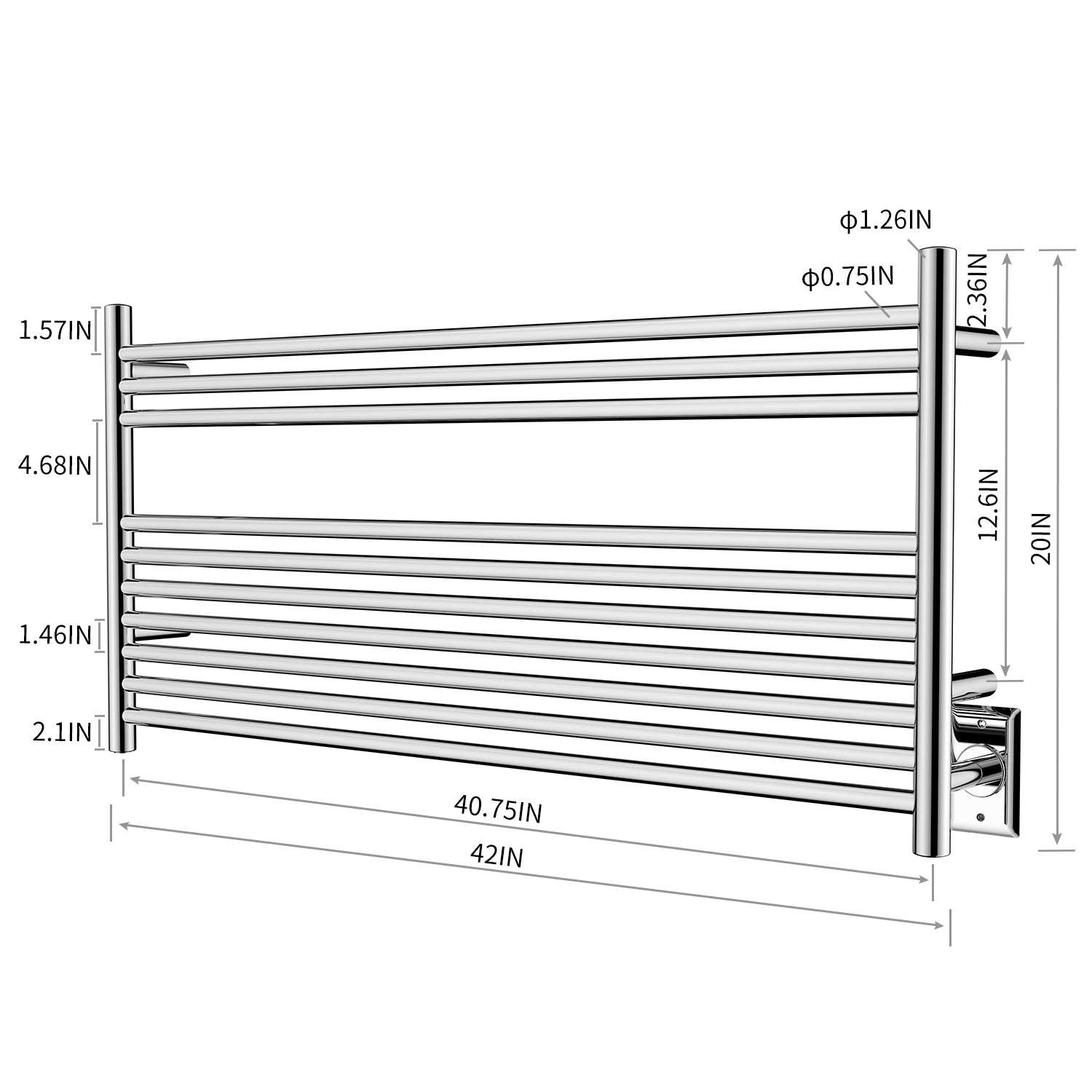 10 Straight Bar WallMounted Plugin / Hardwiring Towel Warmer HG6