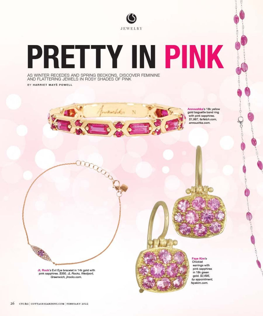 JL Rocks Evil Eye Bracelet featured in Connecticut Cottages and Garden’s “Pretty in Pink”