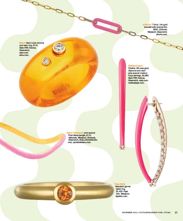 JL Rocks’ 7-inch, 14k-gold Enamel Link Bracelet featured in Connecticut Cottages and Garden’s ‘Pop Culture’