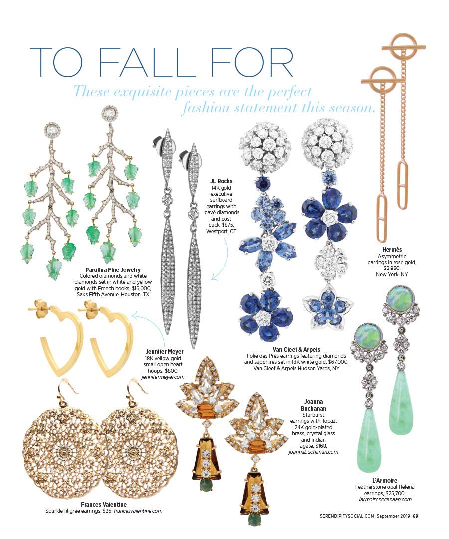 JL Rocks Executive Surfboard Earrings featured in Serendipity’s “Earrings to Fall For”