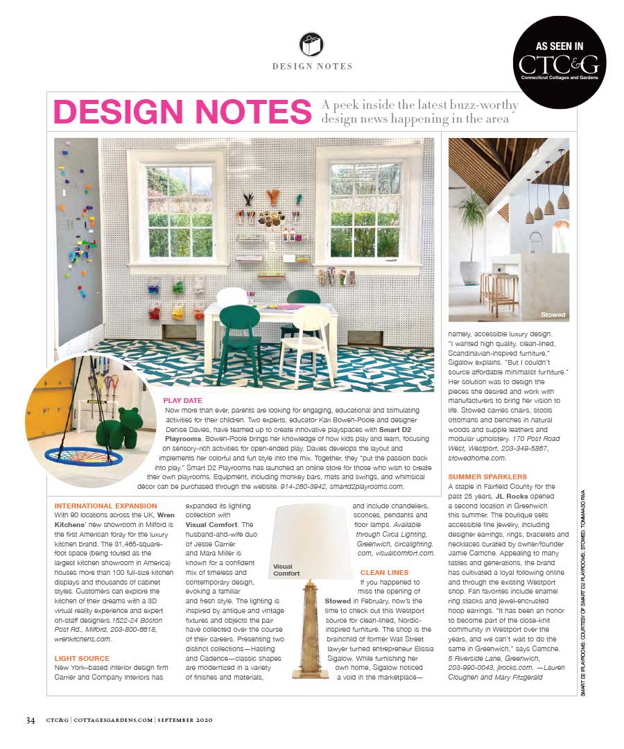 JL Rocks featured in Connecticut Cottages & Gardens’s “Design Notes” article