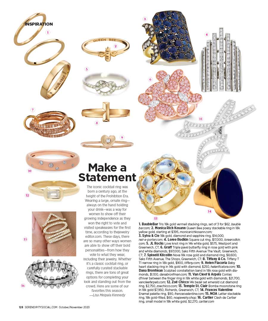 JL Rocks Love Knot Ring featured in Serendipity’s “Make a Statement” article