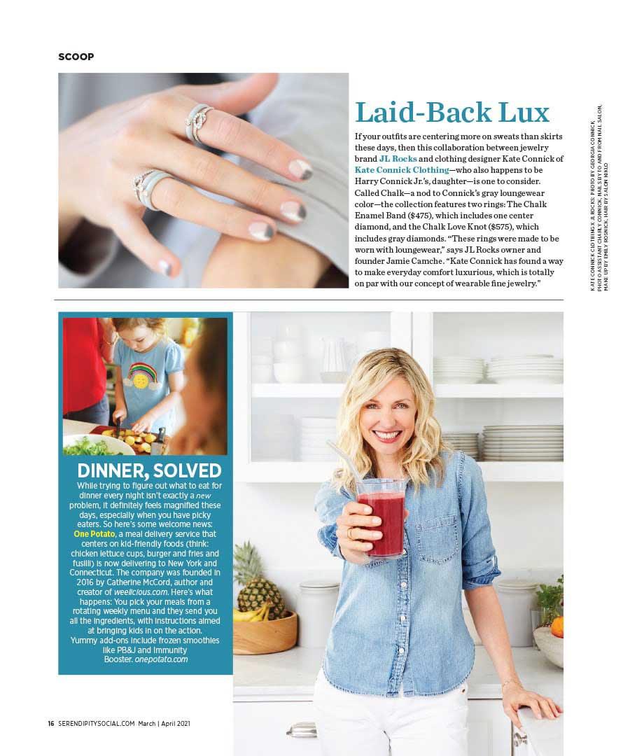 JL Rocks collaboration with Kate Connick featuring Enamel Rings in Chalk
