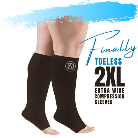 Dominion Active Wide Calf TOELESS Compression Socks 20-30 mmHg, Open